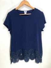 Chico’s Travelers Women’s Top Size 2 Large Blue Blouse picture