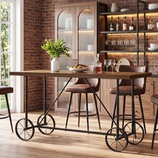 63-Inch Industrial Bar Table, Home Counter Height Pub Table with Metal Footrest picture