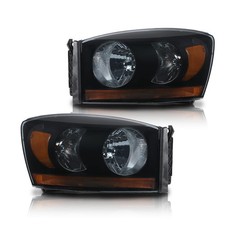 Headlights w/Bulbs & Light Bar For 06-09 Dodge Ram 2500 3500 06-08 1500 Smoke picture