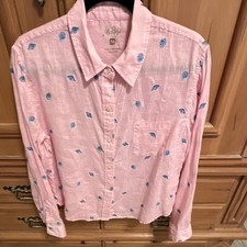 Lilly Pulitzer Coralyn Conch Shell Pink Gone Shellin Embroidery Button Down picture
