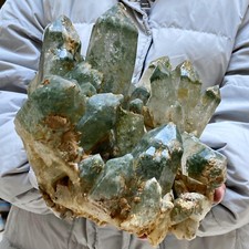 10.71LB Rare Natural Green Ghost Quartz Crystal Cluster Specimen picture