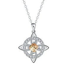 Necklace Mystical Birthstone Witches Knot Necklace, Silver Celtic Knot Pendant picture