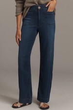 Maeve Colette Knit High-Rise Wide-Leg Full-Length Jeans NWT SIZE 27 picture