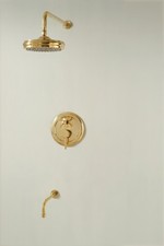 Unlacquered Brass Shower System Set, Built-in Tub Filler, Brass Rain Shower Head picture