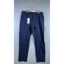 Zara The Melange Pant Mens 34 Blue NWT Plaid Check Trousers Slim Fit 13823 picture