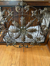 Large Tuscan Metal Scroll Wall Medallion, Antiqued Gold picture