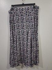 Studio 1940 Plus 18/20W Midi Pleated Geometric Knit Pull-On Skirt Multicolor picture