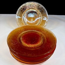 7 Vintage HTF Jeanette Marigold Tree Bark Glass Salad Dessert Bread Plates 7.75” picture