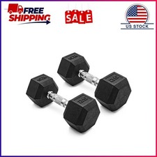 CAP Barbell, 25lb Coated Rubber Hex Dumbbell, Pair (No-Roll Design, Ergonomic St picture