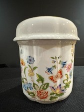 Aynsley Cottage Garden Fine Bone China Pot w/lid England Floral Butterflies picture