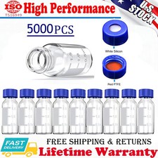 5000PCS HPLC GC 2mL Autosampler Clear Vials Screw Caps PTFE Silicone Liner 9-425 picture