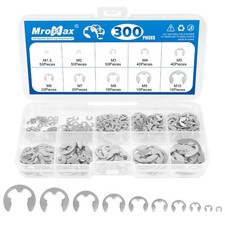 300Pcs Stainless Steel E-Clip Assortment Kit 10 Sizes M1.5-M10 External Circl picture