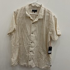 Roark Men’s Bone Plaid Button Up Short Sleeve Organic Cotton Shirt New W/Tag XL picture