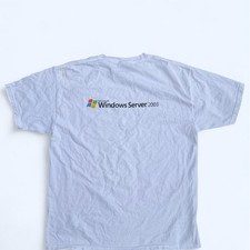 Vintage Microsoft Windows Server 2003 T-Shirt White Y2K Tech Promo Large picture