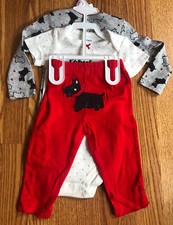 Carters 3 Pc Girls Scottie Dog Set Two Bodysuits and Pants Sizes NB,3M,9M,24M picture