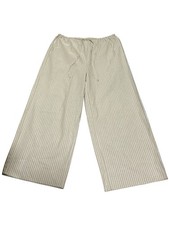 Böhme Women’s XL Beige White Stripe Wide Leg Pants Drawstring NWT picture