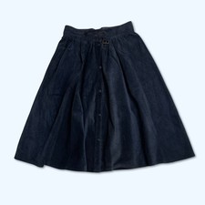 ESSEBI Italian Designer Luxurious Blue Midi Leather Skirt UK Size 8-10 US 4-6 picture