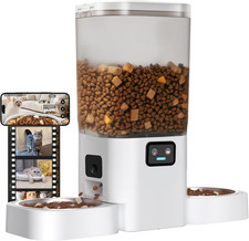 Automatic Cat Feeder for 2 Cats with Slow Feed and Stainless Steel Bowls 7L picture