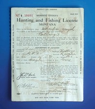 Montana Hunting Fishing Combo Licence 1918 **See Description** picture