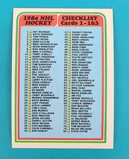 1984-85 Topps #165 Checklist: 1-165 (Unmarked) HOCKEY Card M8 picture