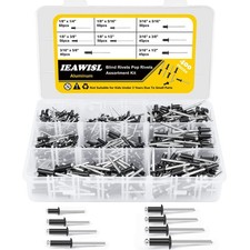 100PCS Black Pop Rivets Assortment Kit, 8 SAE Sizes Aluminum Rivets 1/8