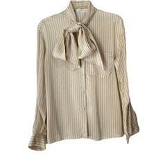 New Zara $89 Striped Shirt with Bow or Tie Studio Collection Extra Small XS picture