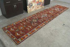 3x12 Turkish Antique Runner Rug Hand-Knotted Neutral Vintage Oushak Wool Rug,528 picture