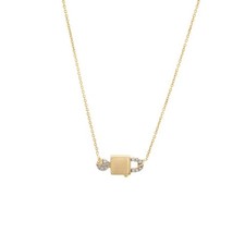 14K Real Yellow Lock And Key Single Micro Pave Diamond Necklace 16+2″ picture