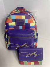 Rare- Last Set- Dolly- Coat of Many Colors Loungefly Mini Backpack And Wallet picture
