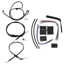 16 Inches Ape Hanger Black Stainless Handlebar Cable Kit Brake Line Clutch Ca... picture