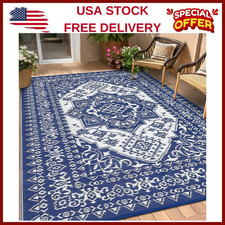 Outdoor Rug 8x10/9x12/9x18/10x14/10x20 FT Reversible Patio Mat,Outside Carpet,RV picture