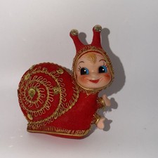 Vintage Anthropomorphic Pixie Snail Ornament Rare No Ornament Hanger picture