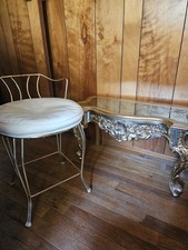 Vintage Mid Century Hollywood Regency Gold Gilt Ornate Baroque Rococo Vanity MCM picture