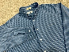 L.L. Bean Long Sleeve Button Shirt Men's Blue Plaid Made USA Size 15.5-34 L picture