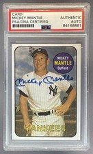 84168861 Mickey Mantle 1986 Sports Design #4 On Card IP Auto PSA DNA AUTH picture