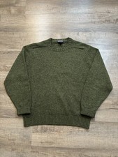 VTG Lands End Shetland 100% Wool Knit Sweater Men’s L Green Made in Scotland picture