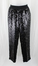 J.Crew NWT Women's Navy Black Sequin Elastic Waist Cropped Pants Size 2 picture