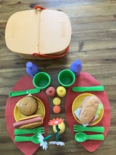Vintage Mixed Lot Playskool Fisher-Price Picnic Set w/ Two Place Settings & Food picture