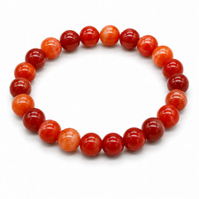 Natural Carnelian 8mm Bead Bracelet Stretch Gemstone Unisex Gift Boxed picture
