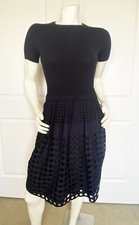 NWT ANN TAYLON NAVY BLUE CREW NECK SHORT SLEEVE SHEATH DRESS SIZE:  2XS picture