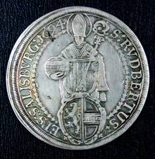 Austria Salzburg 1694 MADONNA Thaler. Silver Crown. KM 254. Nice grade. picture