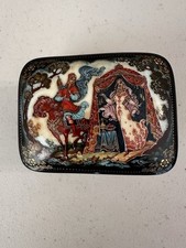 Music Box Russian Fairytale Hand Painted 24K Gold Decoration Keepsake Love Story picture