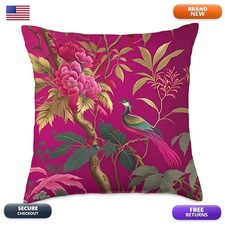 Thibaut daintree Fuchsia Botanical Chinoiserie Throw Pillow 18x18 picture