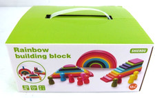 SHIERDU 45-Piece Wooden Building Block Rainbow Stack Set 4 in 1 Shape Set - NEW picture