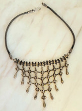 Rajasthani Vintage Ornate Handcrafted RARE Tribal Silver Waterfall Necklace 85g picture
