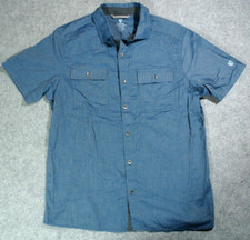 KUHL THRIVE MENS SHIRT S/S Flap Pocket Style #7462 Tencel Blend Med Blue Shirt picture