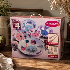 Vintage Tabletops Unlimited Salad for 4 Set NIB w/ Bonus Servers 90s Farmhouse picture