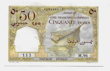 Djibouti ( French Somaliland ) 50 Francs 1952 AU/UNC P25 picture