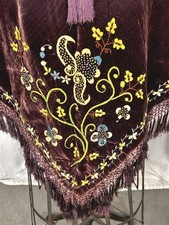 antique cape capelet purple hand embroidered w/fringe one size S-M original 1880 picture