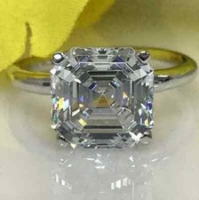 4.8Ct Asscher Cut VVS1 Lab Created Diamond Engagement 14K White Gold Finish Ring picture